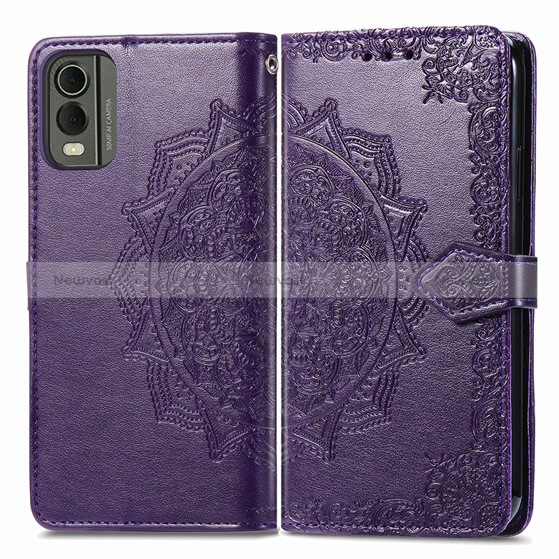 Leather Case Stands Fashionable Pattern Flip Cover Holder for Nokia C32