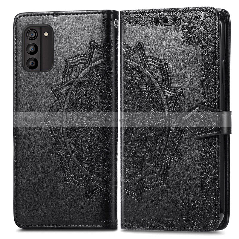 Leather Case Stands Fashionable Pattern Flip Cover Holder for Nokia G100 Black