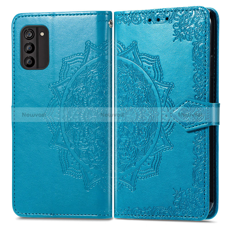 Leather Case Stands Fashionable Pattern Flip Cover Holder for Nokia G100 Blue