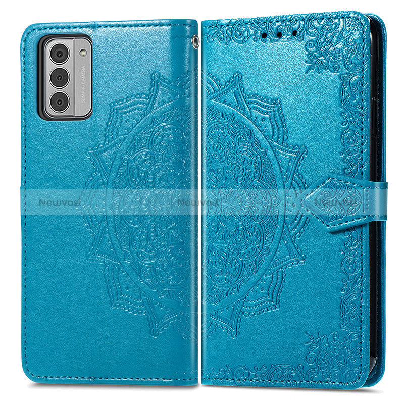 Leather Case Stands Fashionable Pattern Flip Cover Holder for Nokia G310 5G Blue