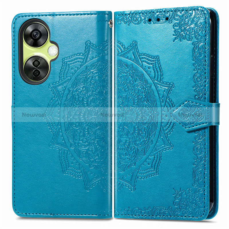 Leather Case Stands Fashionable Pattern Flip Cover Holder for OnePlus Nord CE 3 5G Blue