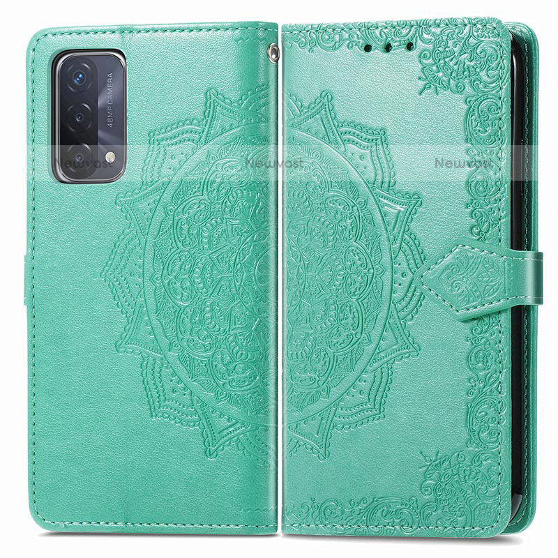 Leather Case Stands Fashionable Pattern Flip Cover Holder for OnePlus Nord N200 5G Green