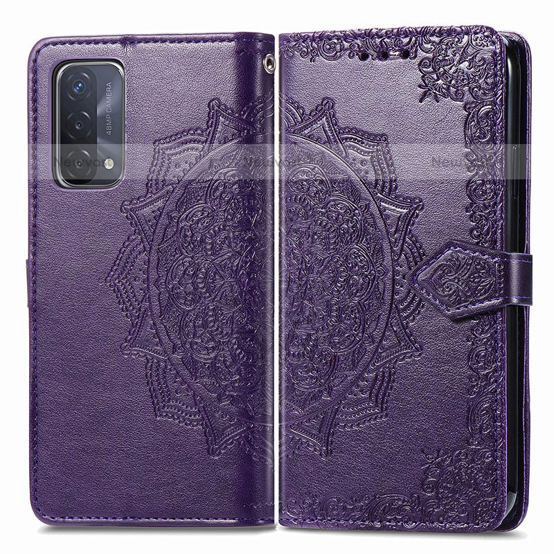 Leather Case Stands Fashionable Pattern Flip Cover Holder for OnePlus Nord N200 5G Purple