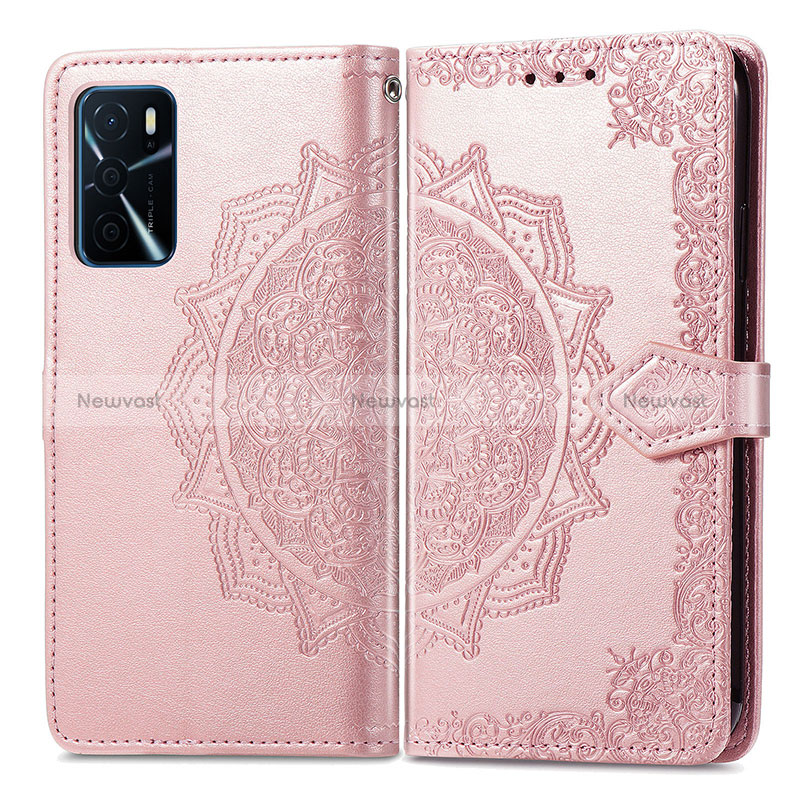 Leather Case Stands Fashionable Pattern Flip Cover Holder for Oppo A16