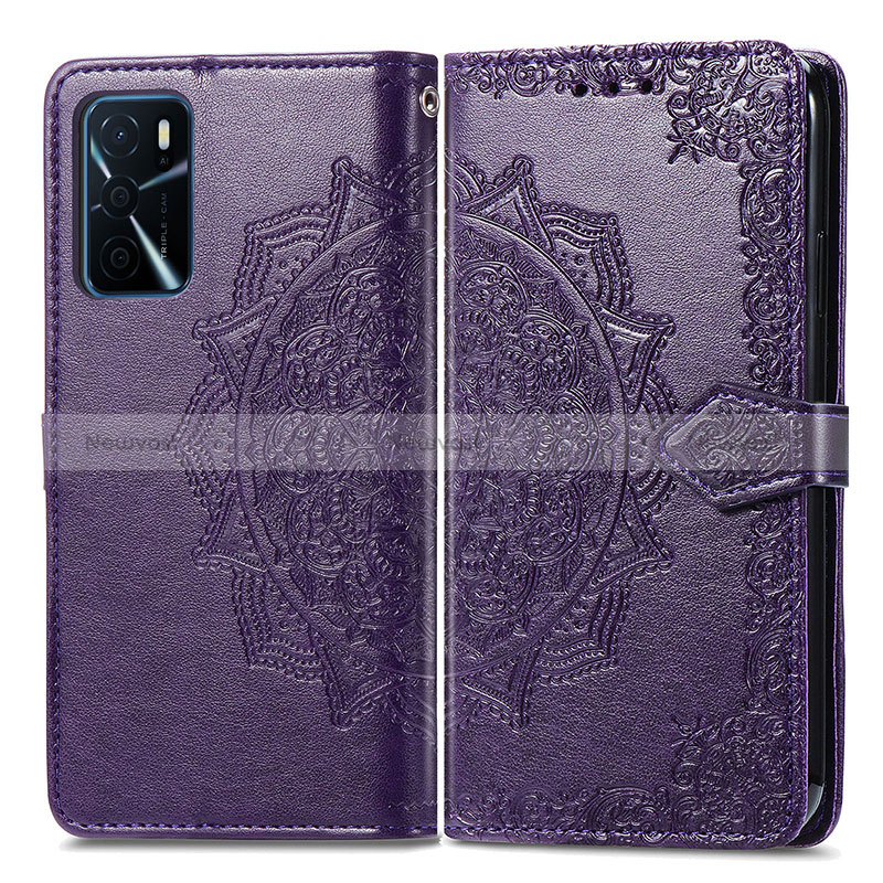 Leather Case Stands Fashionable Pattern Flip Cover Holder for Oppo A16