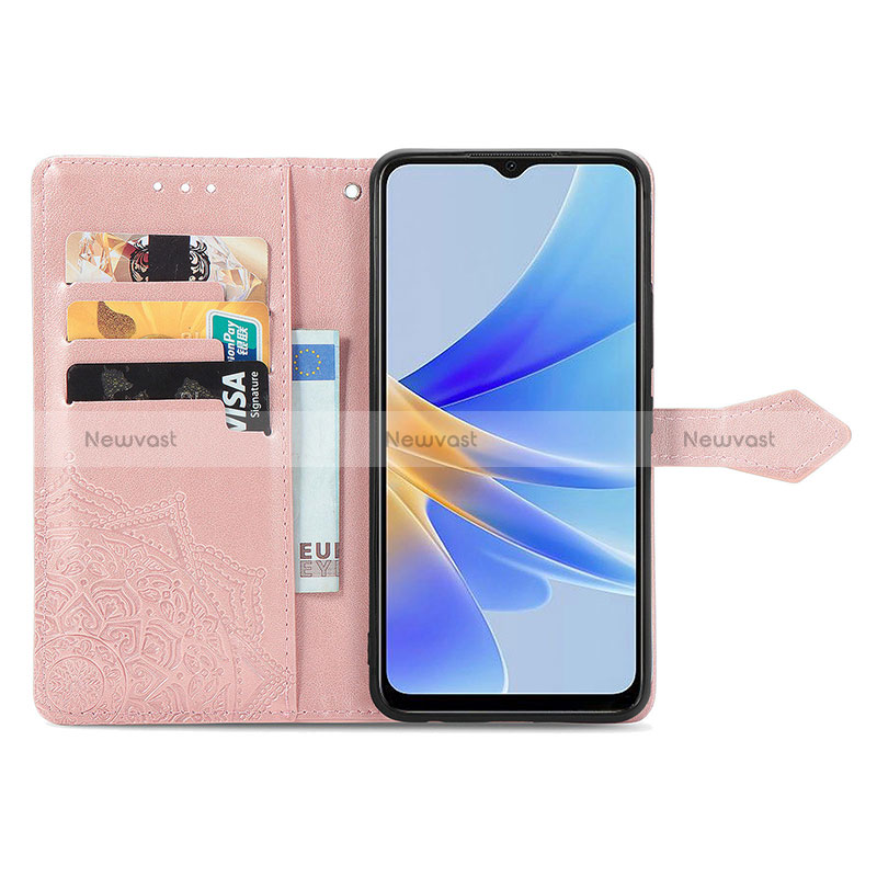 Leather Case Stands Fashionable Pattern Flip Cover Holder for Oppo A17K