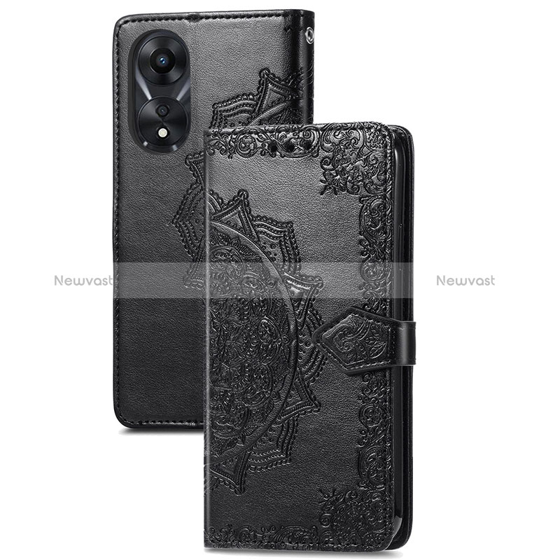 Leather Case Stands Fashionable Pattern Flip Cover Holder for Oppo A18