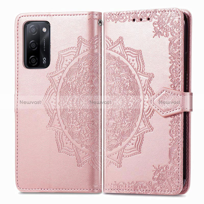 Leather Case Stands Fashionable Pattern Flip Cover Holder for Oppo A53s 5G