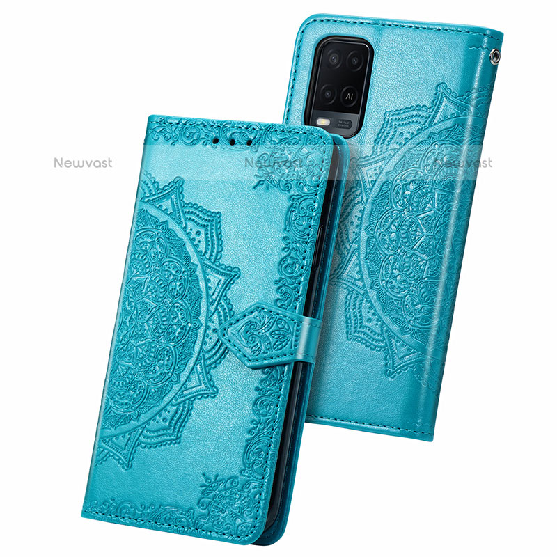 Leather Case Stands Fashionable Pattern Flip Cover Holder for Oppo A54 4G