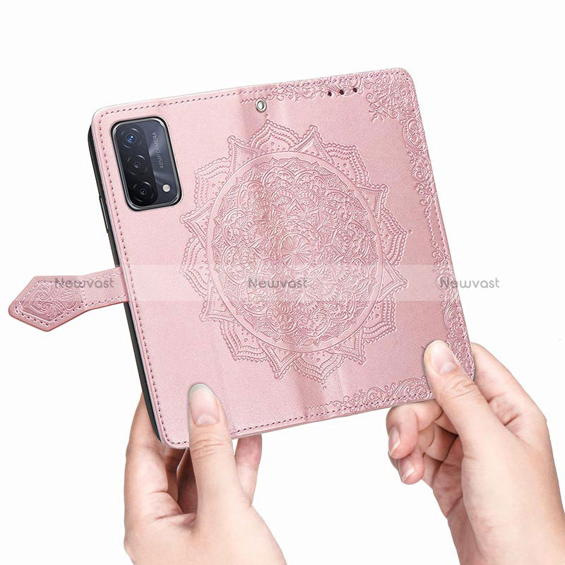 Leather Case Stands Fashionable Pattern Flip Cover Holder for Oppo A74 5G