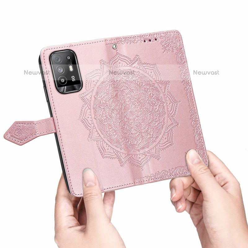 Leather Case Stands Fashionable Pattern Flip Cover Holder for Oppo A94 5G