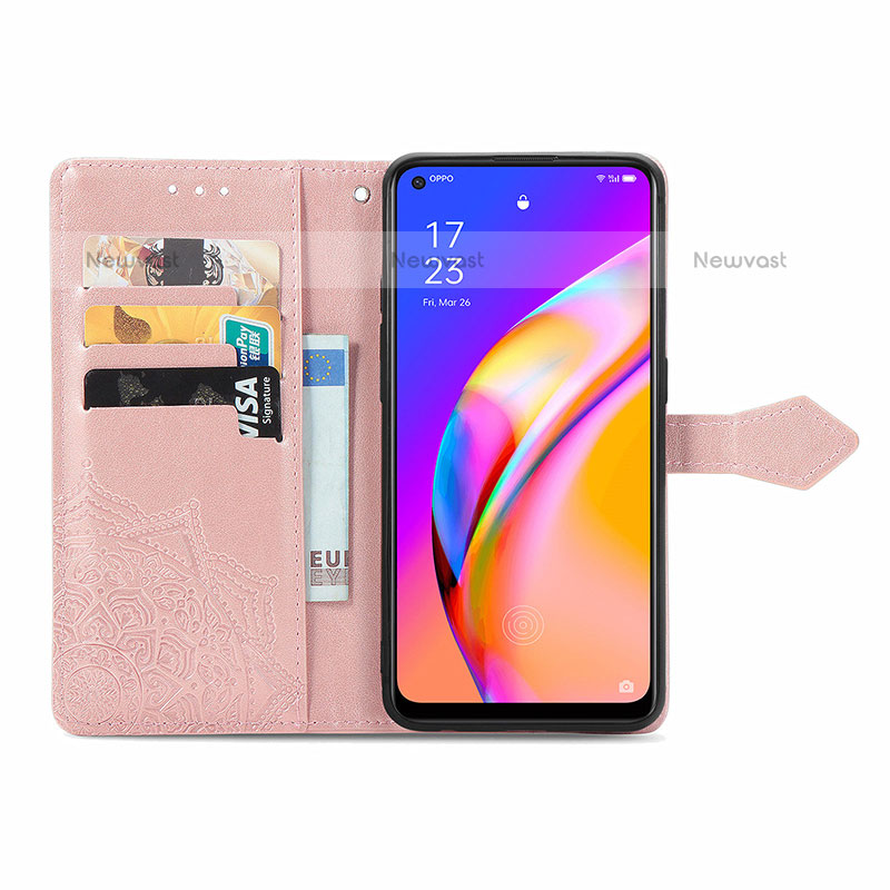 Leather Case Stands Fashionable Pattern Flip Cover Holder for Oppo A94 5G