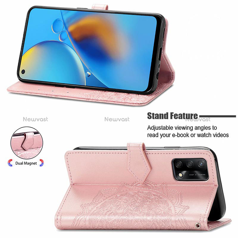 Leather Case Stands Fashionable Pattern Flip Cover Holder for Oppo A95 4G