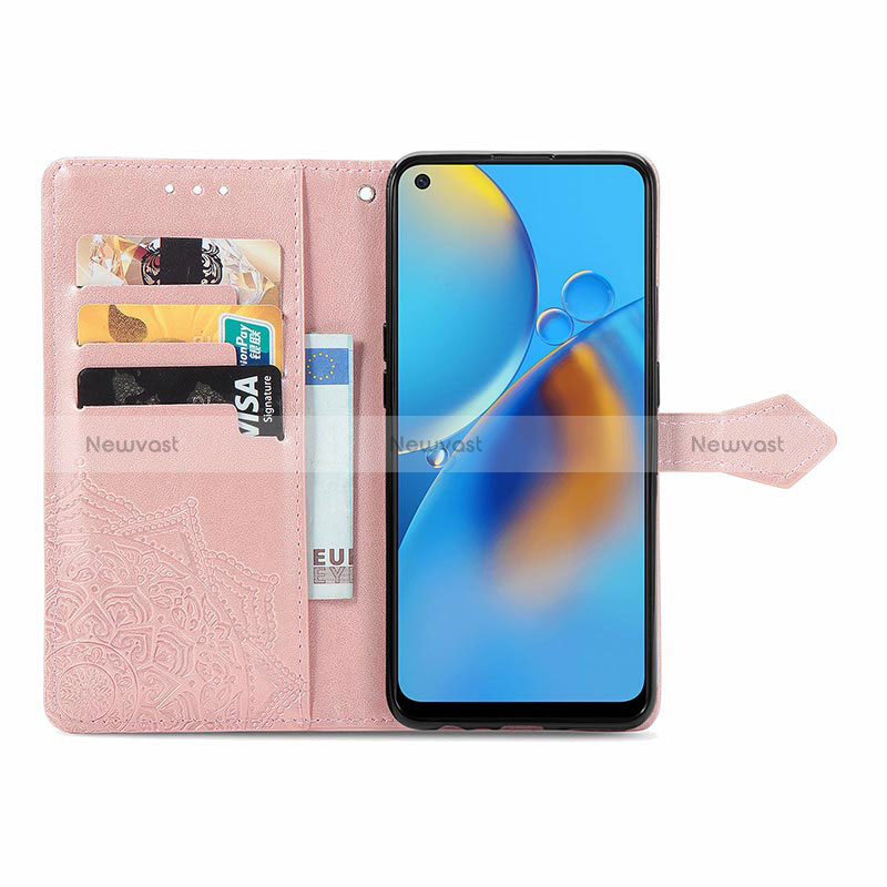 Leather Case Stands Fashionable Pattern Flip Cover Holder for Oppo A95 4G