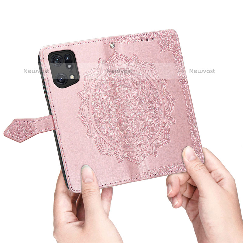 Leather Case Stands Fashionable Pattern Flip Cover Holder for Oppo Find X5 Pro 5G