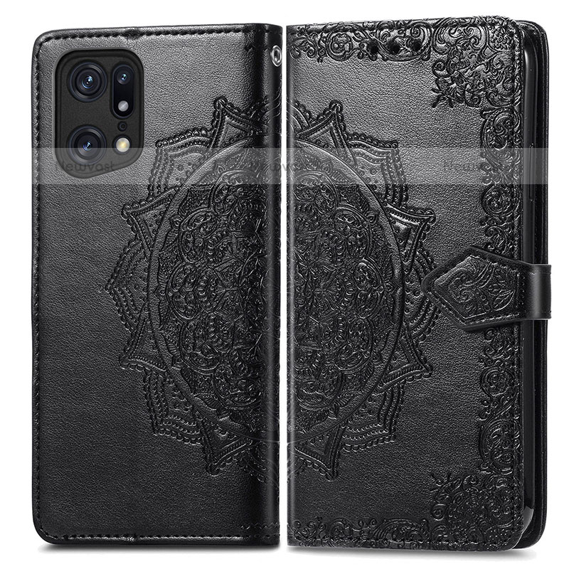 Leather Case Stands Fashionable Pattern Flip Cover Holder for Oppo Find X5 Pro 5G