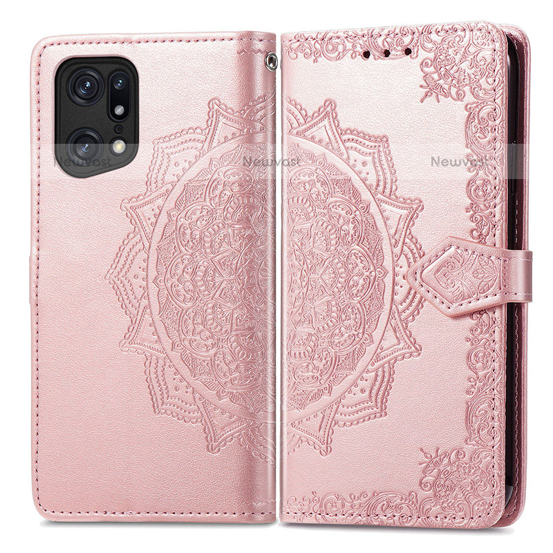 Leather Case Stands Fashionable Pattern Flip Cover Holder for Oppo Find X5 Pro 5G