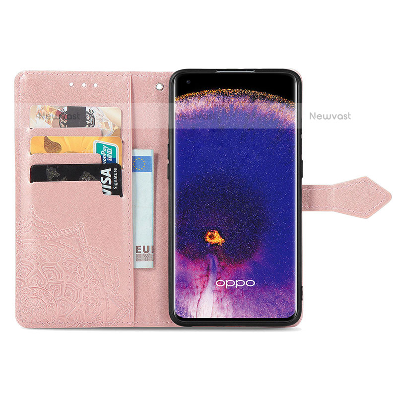 Leather Case Stands Fashionable Pattern Flip Cover Holder for Oppo Find X5 Pro 5G