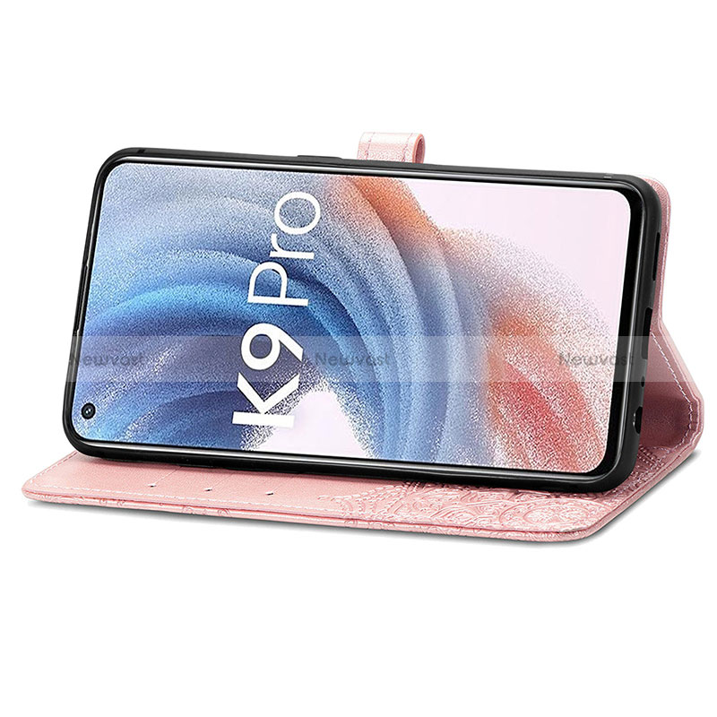 Leather Case Stands Fashionable Pattern Flip Cover Holder for Oppo K9 Pro 5G