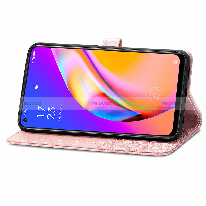 Leather Case Stands Fashionable Pattern Flip Cover Holder for Oppo Reno5 Z 5G