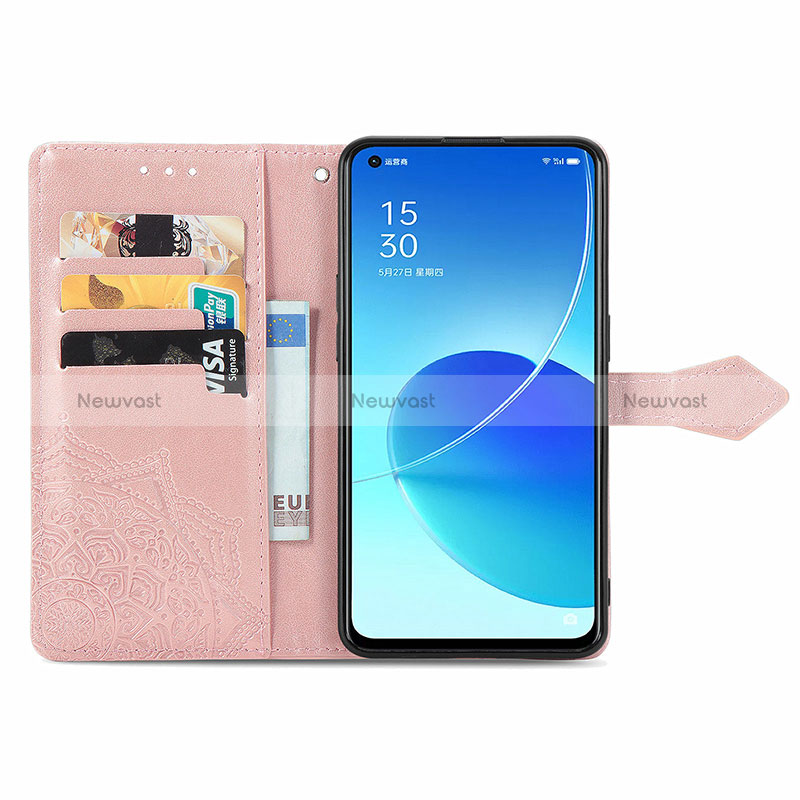 Leather Case Stands Fashionable Pattern Flip Cover Holder for Oppo Reno6 5G