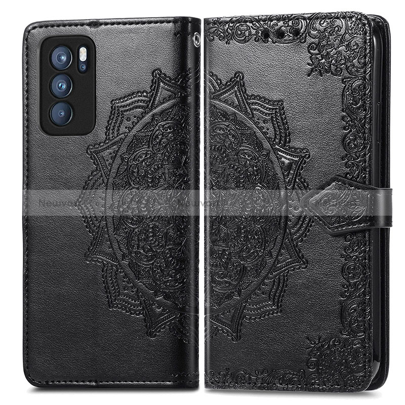 Leather Case Stands Fashionable Pattern Flip Cover Holder for Oppo Reno6 Pro 5G India