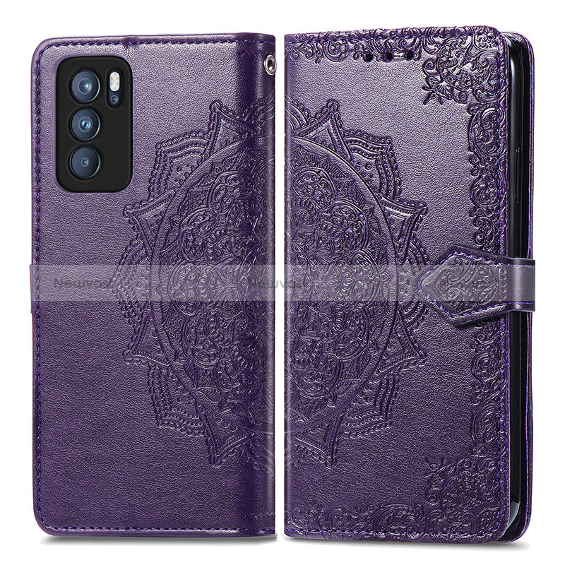 Leather Case Stands Fashionable Pattern Flip Cover Holder for Oppo Reno6 Pro 5G India