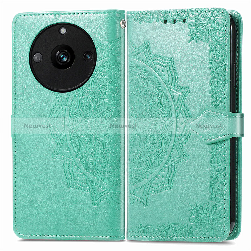 Leather Case Stands Fashionable Pattern Flip Cover Holder for Realme 11 Pro+ Plus 5G Green