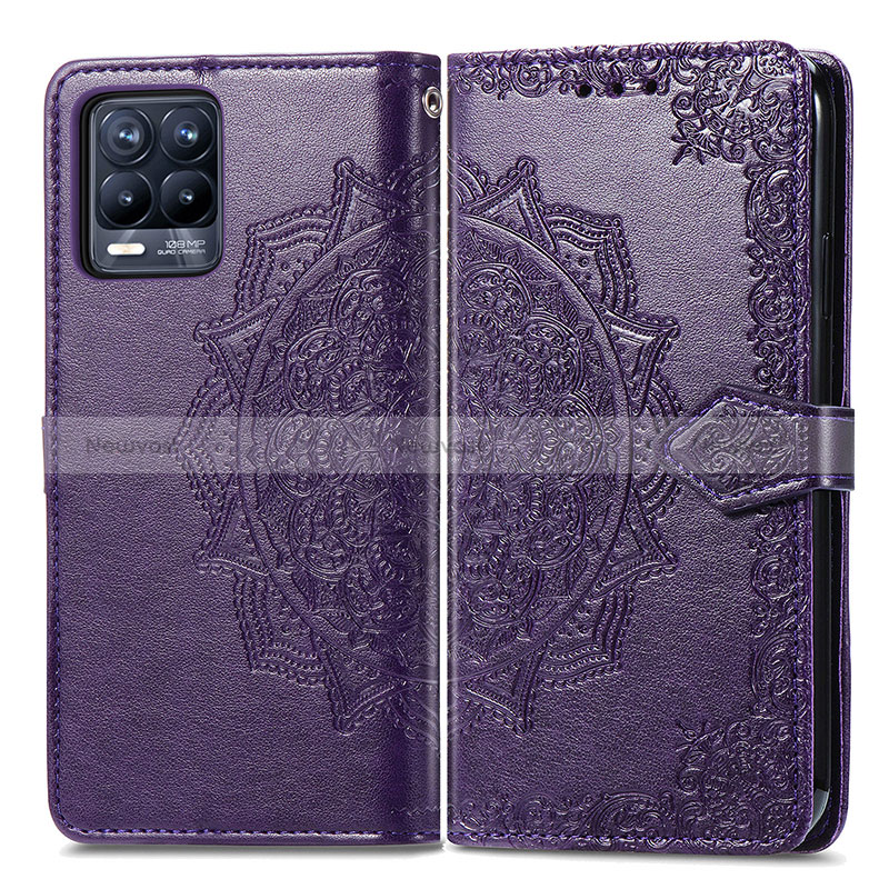 Leather Case Stands Fashionable Pattern Flip Cover Holder for Realme 8 4G