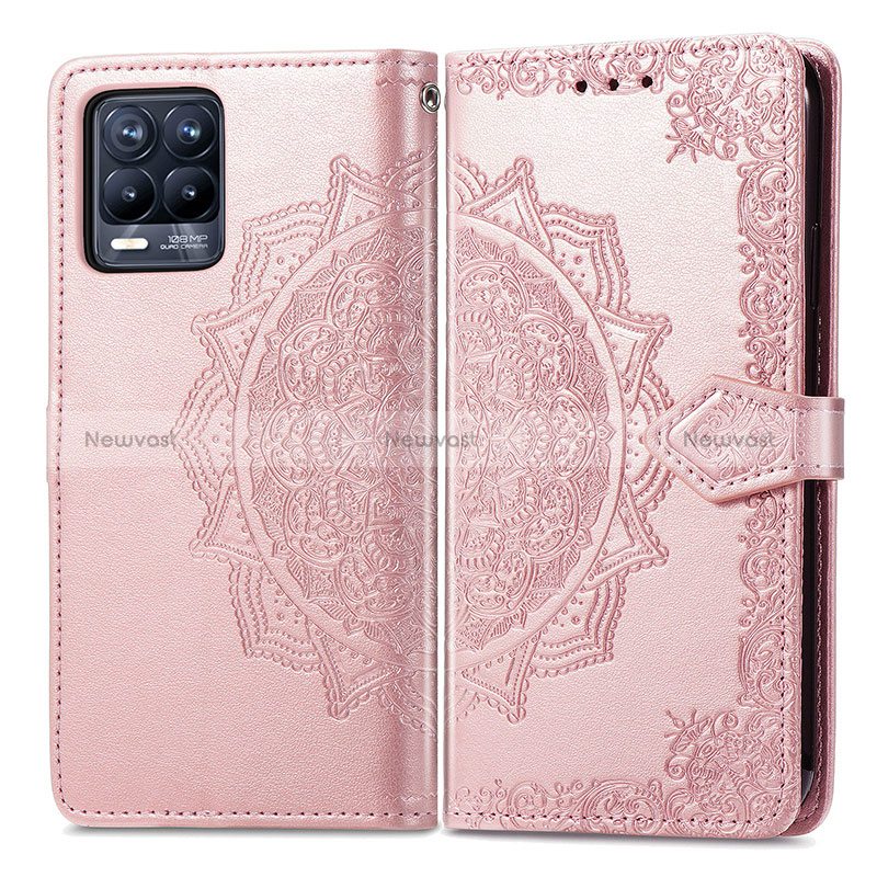 Leather Case Stands Fashionable Pattern Flip Cover Holder for Realme 8 4G