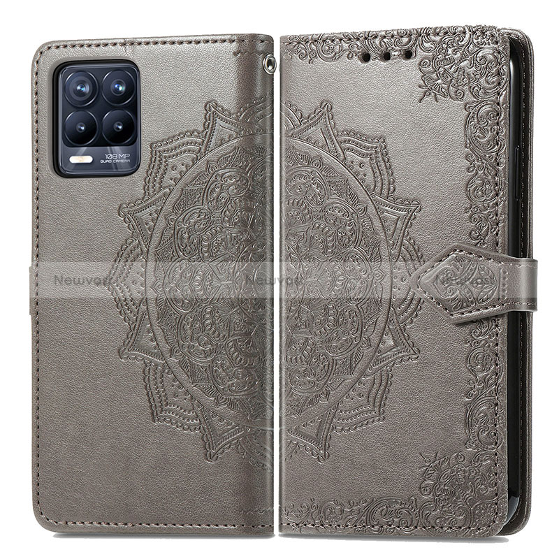 Leather Case Stands Fashionable Pattern Flip Cover Holder for Realme 8 4G