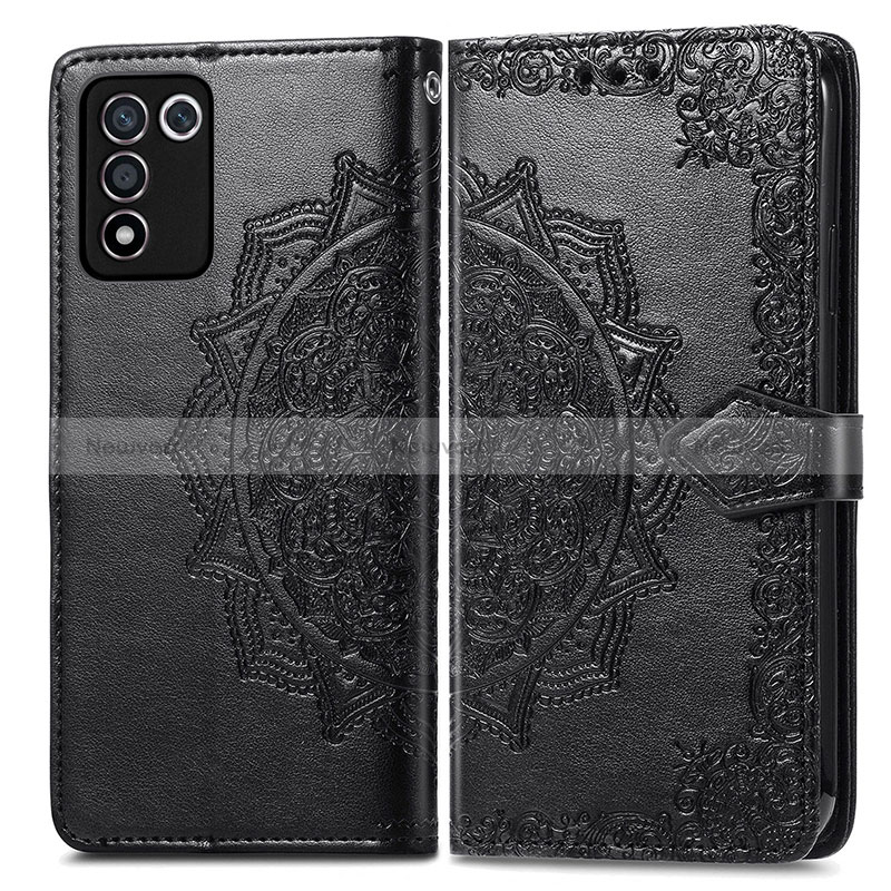 Leather Case Stands Fashionable Pattern Flip Cover Holder for Realme 9 SE 5G Black