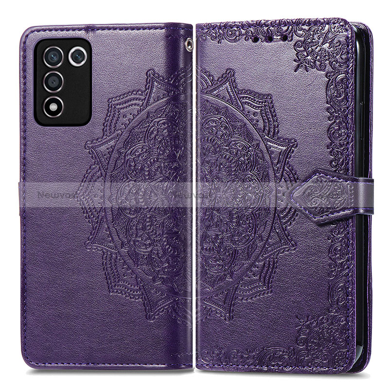 Leather Case Stands Fashionable Pattern Flip Cover Holder for Realme 9 SE 5G Purple