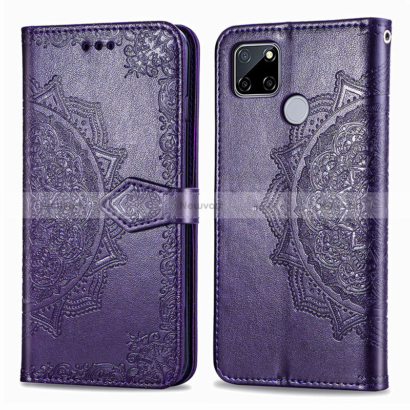 Leather Case Stands Fashionable Pattern Flip Cover Holder for Realme C12