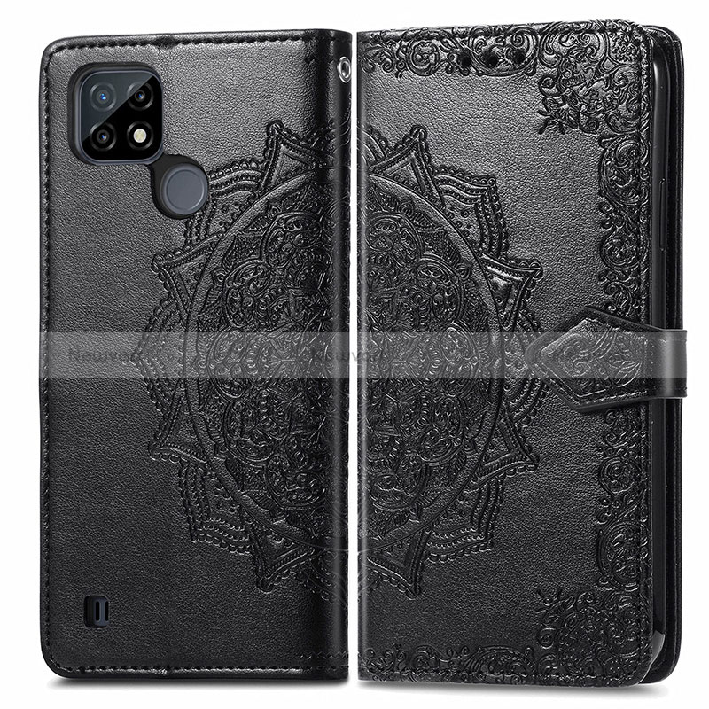 Leather Case Stands Fashionable Pattern Flip Cover Holder for Realme C21