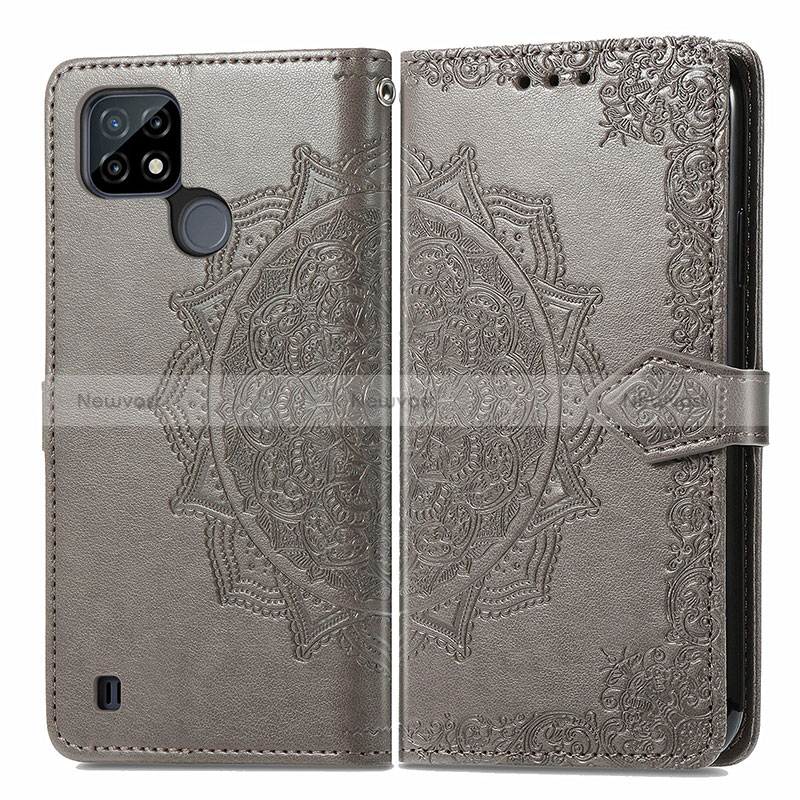 Leather Case Stands Fashionable Pattern Flip Cover Holder for Realme C21