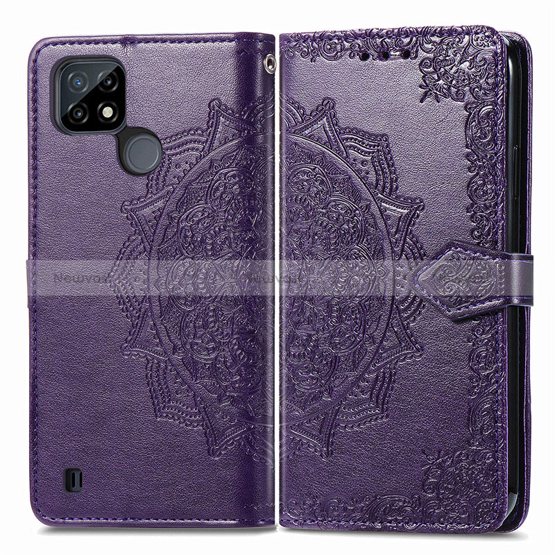 Leather Case Stands Fashionable Pattern Flip Cover Holder for Realme C21Y