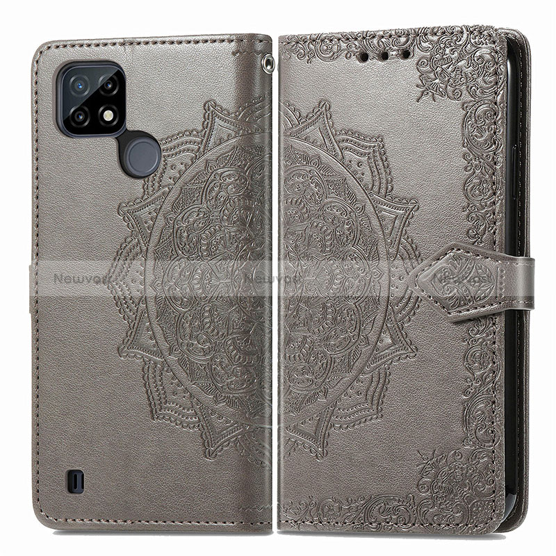 Leather Case Stands Fashionable Pattern Flip Cover Holder for Realme C21Y