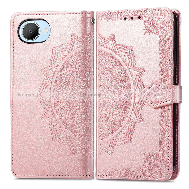 Leather Case Stands Fashionable Pattern Flip Cover Holder for Realme C30s