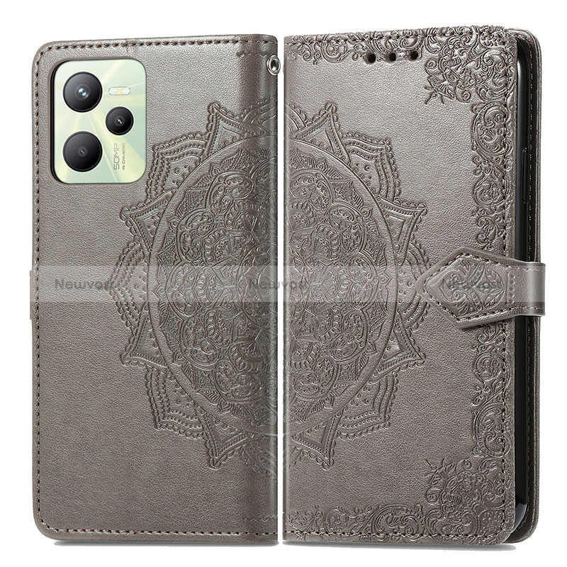 Leather Case Stands Fashionable Pattern Flip Cover Holder for Realme C35