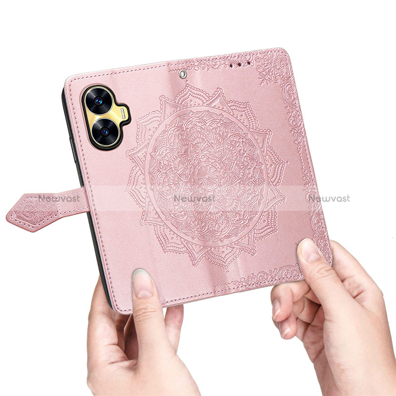 Leather Case Stands Fashionable Pattern Flip Cover Holder for Realme C55