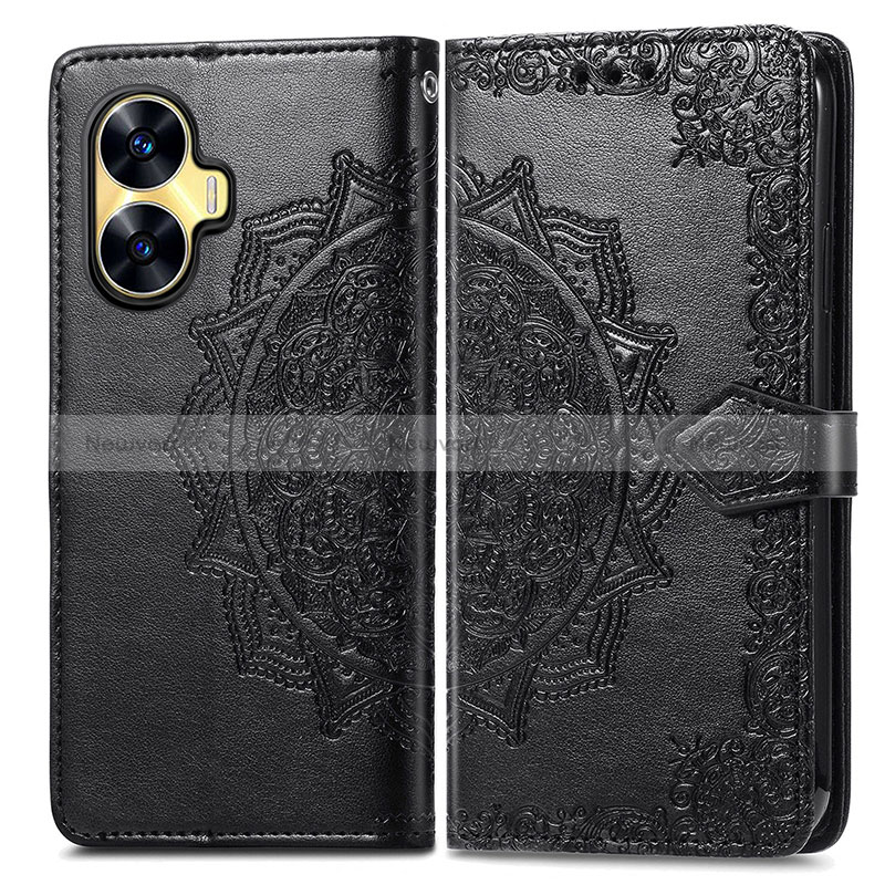 Leather Case Stands Fashionable Pattern Flip Cover Holder for Realme C55