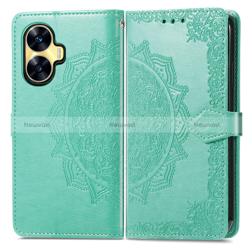 Leather Case Stands Fashionable Pattern Flip Cover Holder for Realme C55