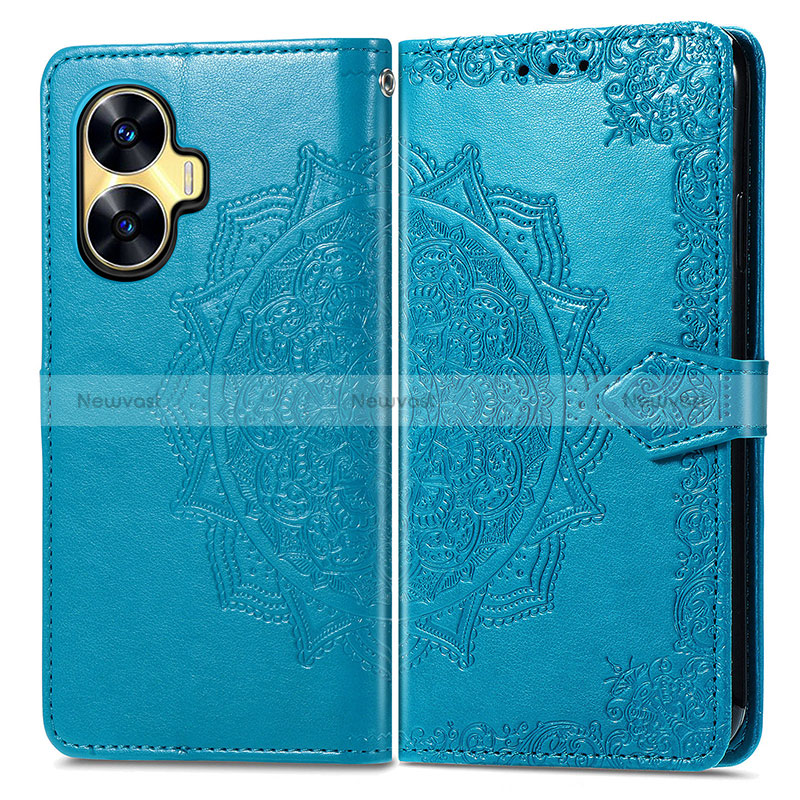 Leather Case Stands Fashionable Pattern Flip Cover Holder for Realme C55