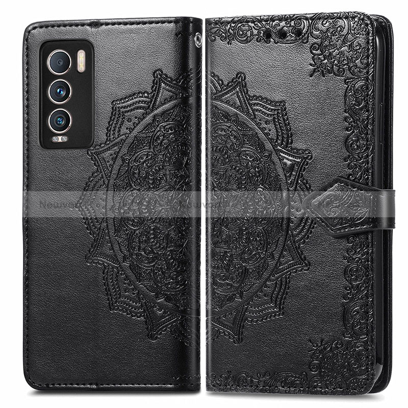 Leather Case Stands Fashionable Pattern Flip Cover Holder for Realme GT Master Explorer 5G Black