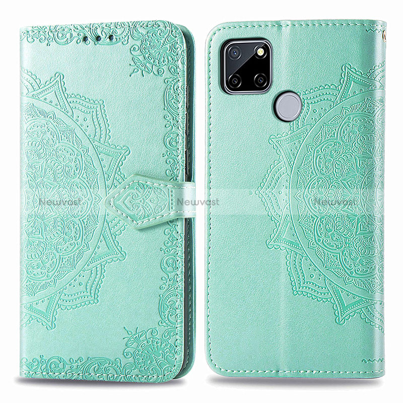 Leather Case Stands Fashionable Pattern Flip Cover Holder for Realme Narzo 20 Green