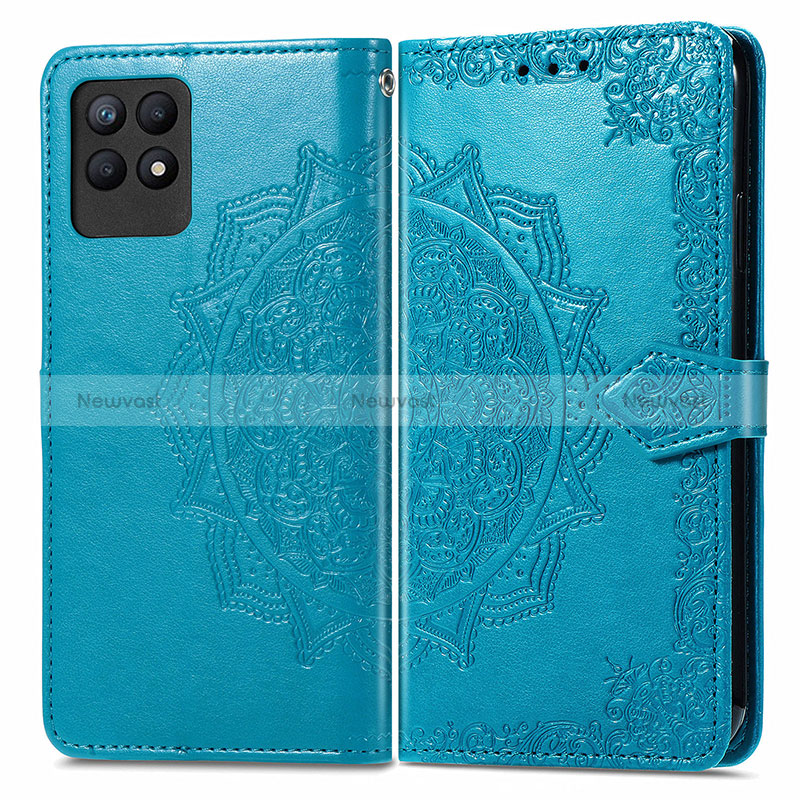 Leather Case Stands Fashionable Pattern Flip Cover Holder for Realme Narzo 50 4G Blue