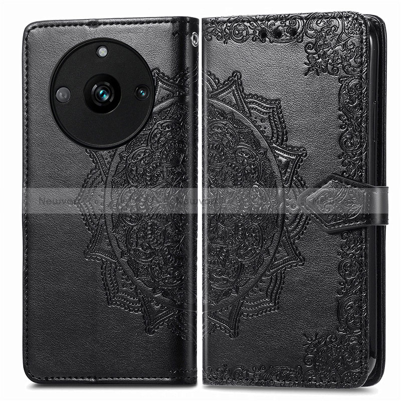 Leather Case Stands Fashionable Pattern Flip Cover Holder for Realme Narzo 60 5G Black