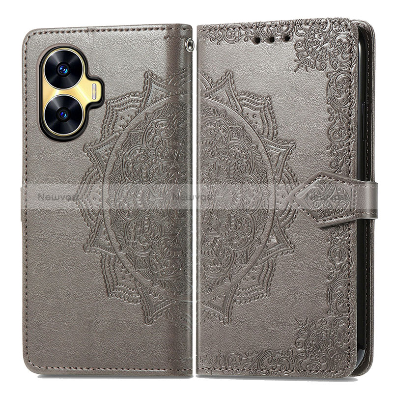 Leather Case Stands Fashionable Pattern Flip Cover Holder for Realme Narzo N55