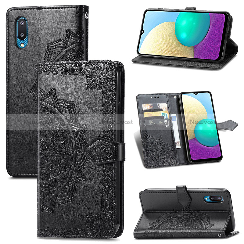 Leather Case Stands Fashionable Pattern Flip Cover Holder for Samsung Galaxy A02